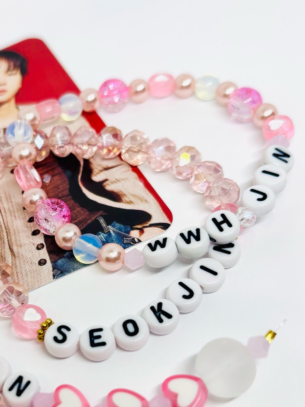 (4pcs) BTS JIN KEYCHAIN BRACELET PHOTOCARD BUNDLE - Picture 5 of 8